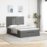 Cadre de lit ottoman avec matelas gris foncé 140x200 cm tissu