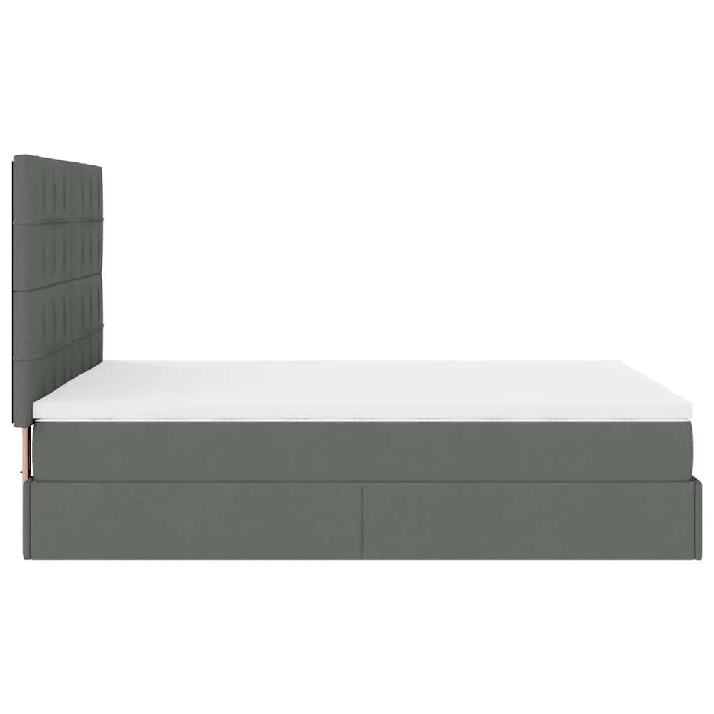 Cadre de lit ottoman avec matelas gris foncé 140x200 cm tissu