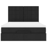 Cadre de lit ottoman avec matelas noir 140x200 cm tissu