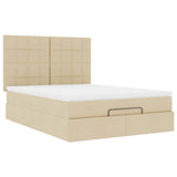 Cadre de lit ottoman avec matelas crème 140x200 cm tissu