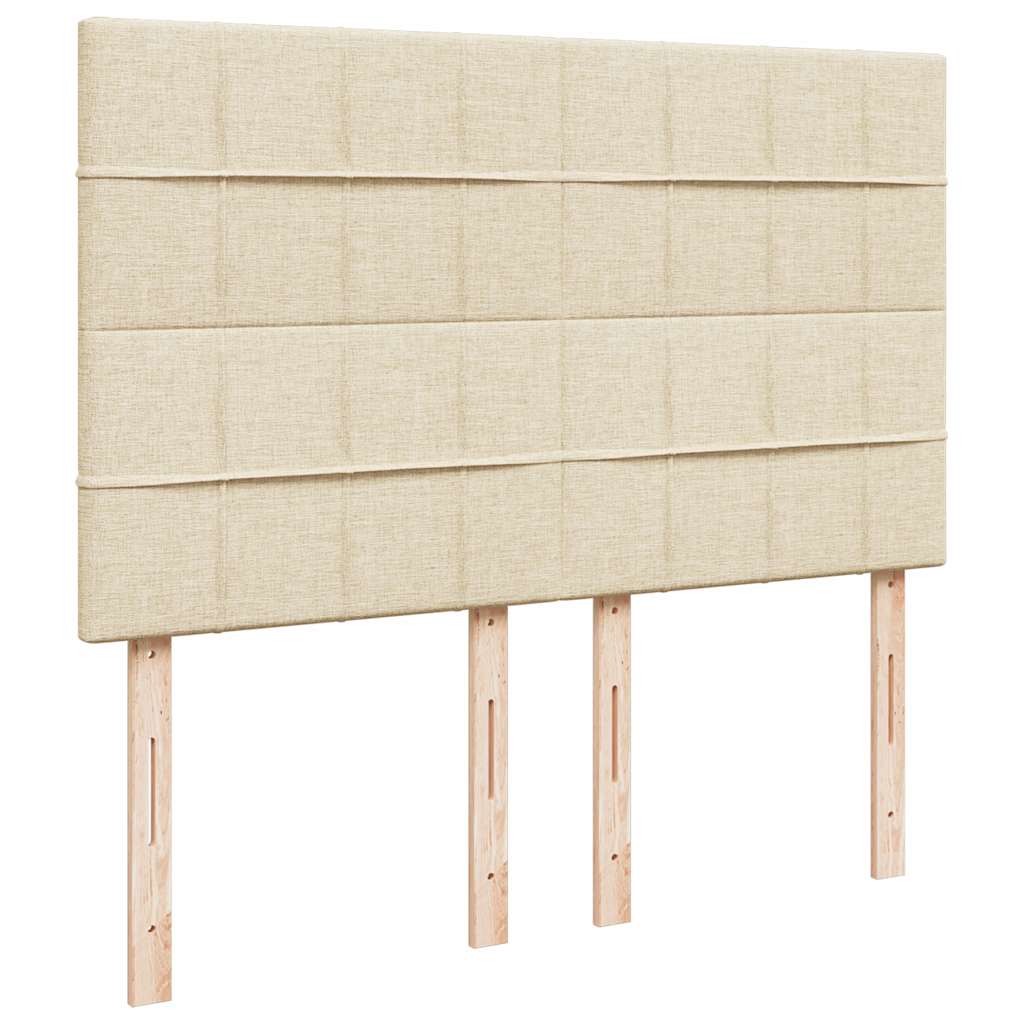 Cadre de lit ottoman avec matelas crème 140x200 cm tissu