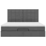 Cadre de lit ottoman avec matelas gris foncé 160x200cm tissu