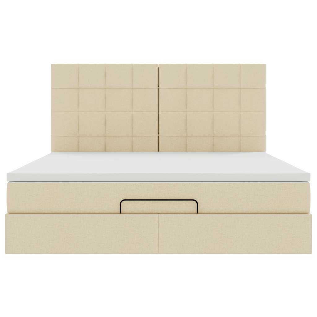 Cadre de lit ottoman avec matelas crème 160x200 cm tissu