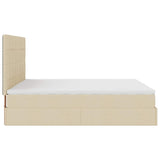 Cadre de lit ottoman avec matelas crème 160x200 cm tissu