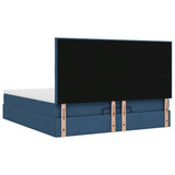 Cadre de lit ottoman avec matelas bleu 160x200 cm tissu