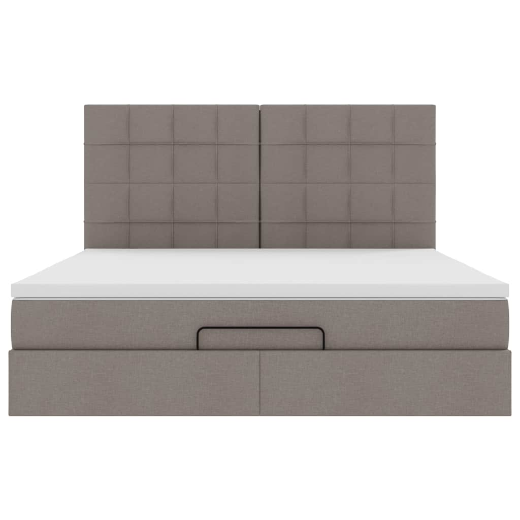 Cadre de lit ottoman avec matelas taupe 180x200 cm tissu