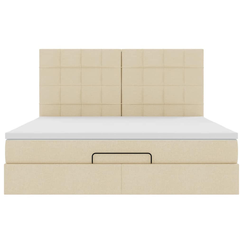 Cadre de lit ottoman avec matelas crème 180x200 cm tissu