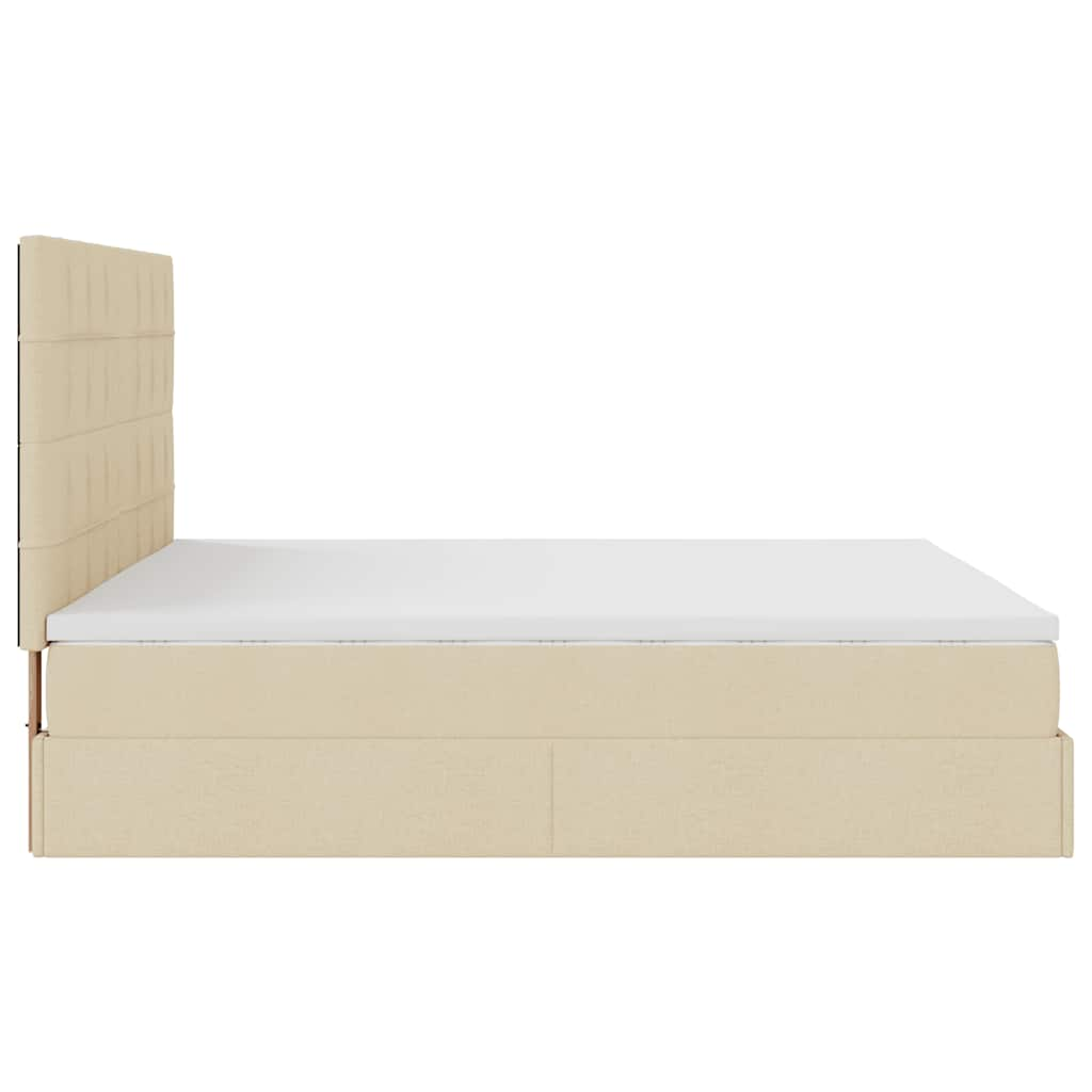 Cadre de lit ottoman avec matelas crème 180x200 cm tissu