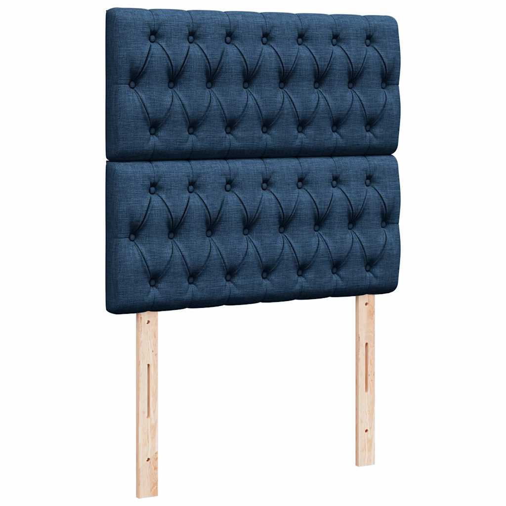 Cadre de lit ottoman avec matelas bleu 80x200 cm tissu