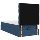 Cadre de lit ottoman avec matelas bleu 80x200 cm tissu