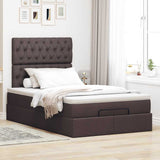 Cadre de lit ottoman avec matelas marron foncé 120x200 cm tissu