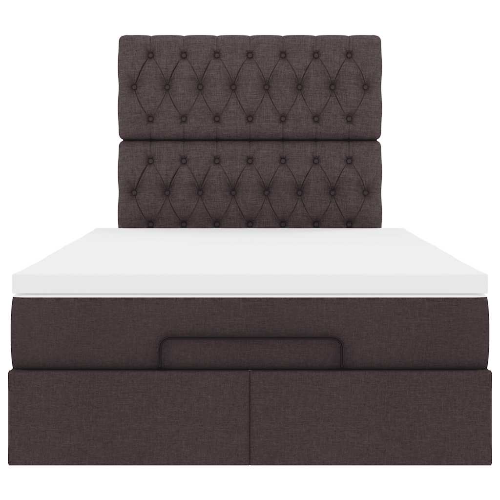 Cadre de lit ottoman avec matelas marron foncé 120x200 cm tissu