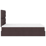 Cadre de lit ottoman avec matelas marron foncé 120x200 cm tissu