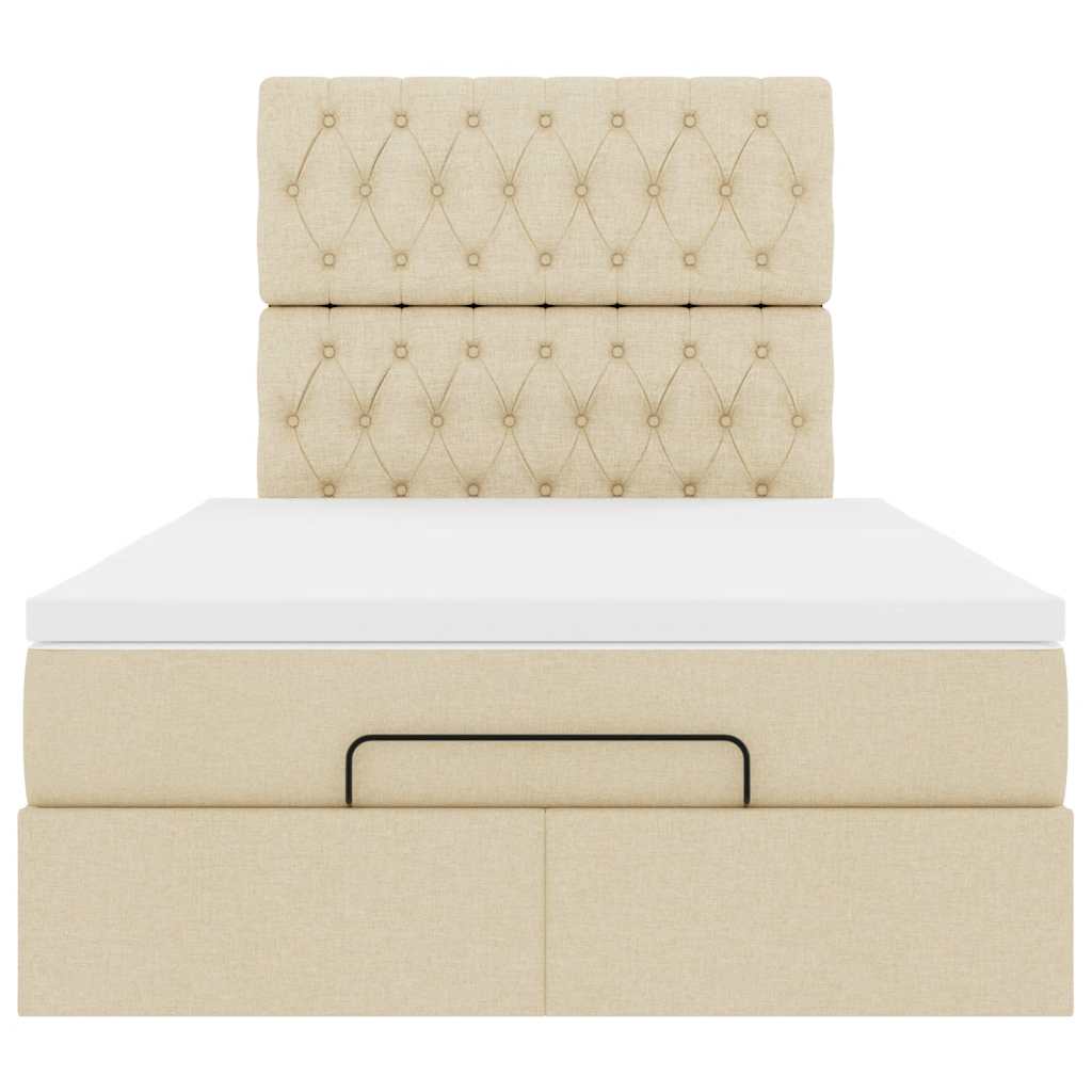 Cadre de lit ottoman avec matelas crème 120x200cm tissu