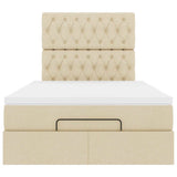 Cadre de lit ottoman avec matelas crème 120x200cm tissu