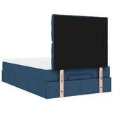 Cadre de lit ottoman avec matelas bleu 120x200 cm tissu