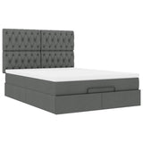 Cadre de lit ottoman avec matelas gris foncé 140x190 cm tissu