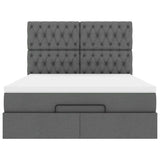 Cadre de lit ottoman avec matelas gris foncé 140x190 cm tissu