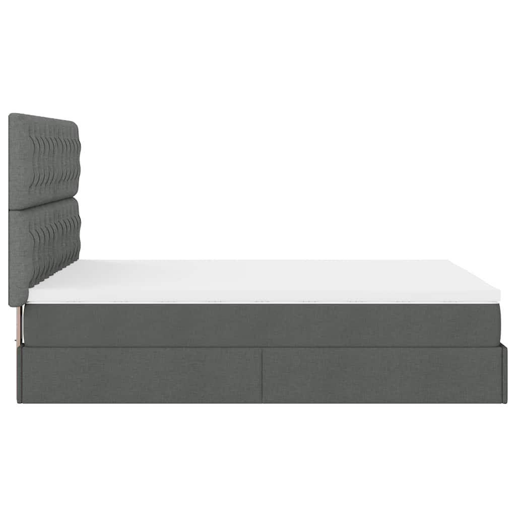 Cadre de lit ottoman avec matelas gris foncé 140x190 cm tissu