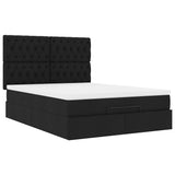 Cadre de lit ottoman avec matelas noir 140x190 cm tissu