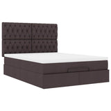 Ottoman bed frame with dark brown mattress 140x190 cm fabric