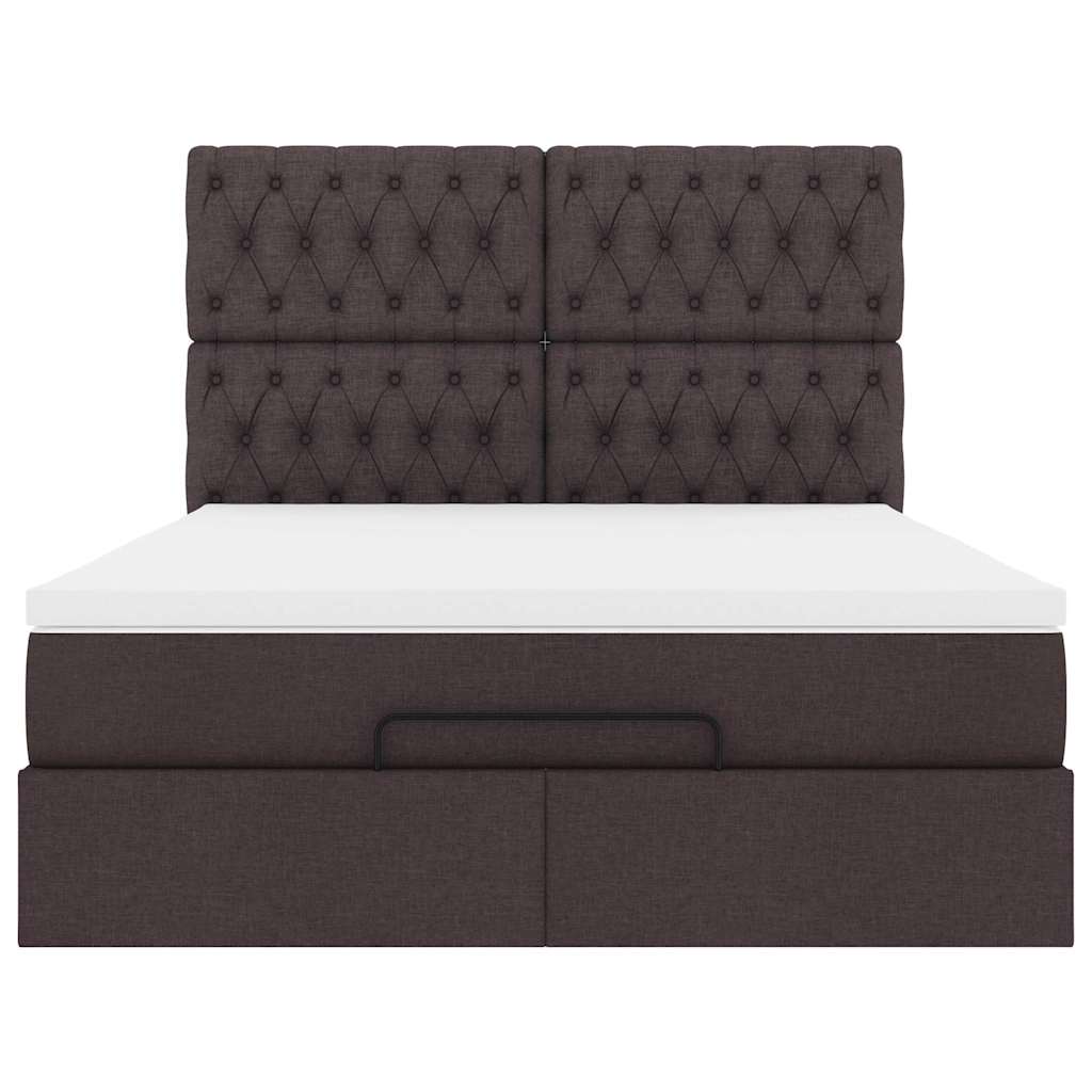 Ottoman bed frame with dark brown mattress 140x190 cm fabric