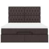 Ottoman bed frame with dark brown mattress 140x190 cm fabric