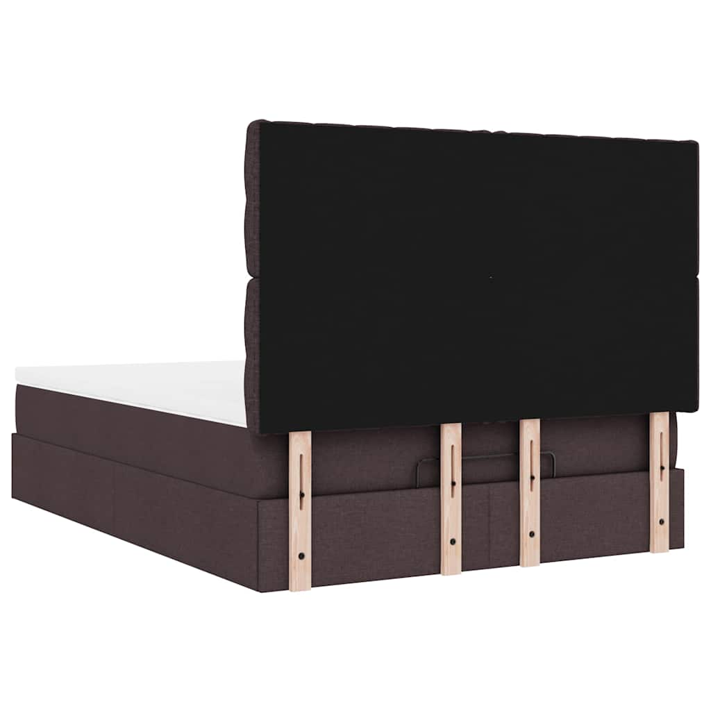 Ottoman bed frame with dark brown mattress 140x190 cm fabric