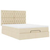 Cadre de lit ottoman avec matelas crème 140x190 cm tissu