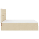 Cadre de lit ottoman avec matelas crème 140x190 cm tissu