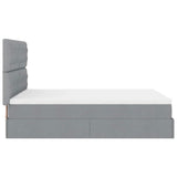 Cadre de lit ottoman et matelas gris clair 140x200 cm tissu