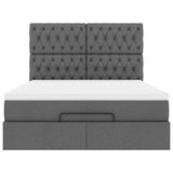 Cadre de lit ottoman avec matelas gris foncé 140x200 cm tissu