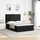 Cadre de lit ottoman avec matelas noir 140x200 cm tissu