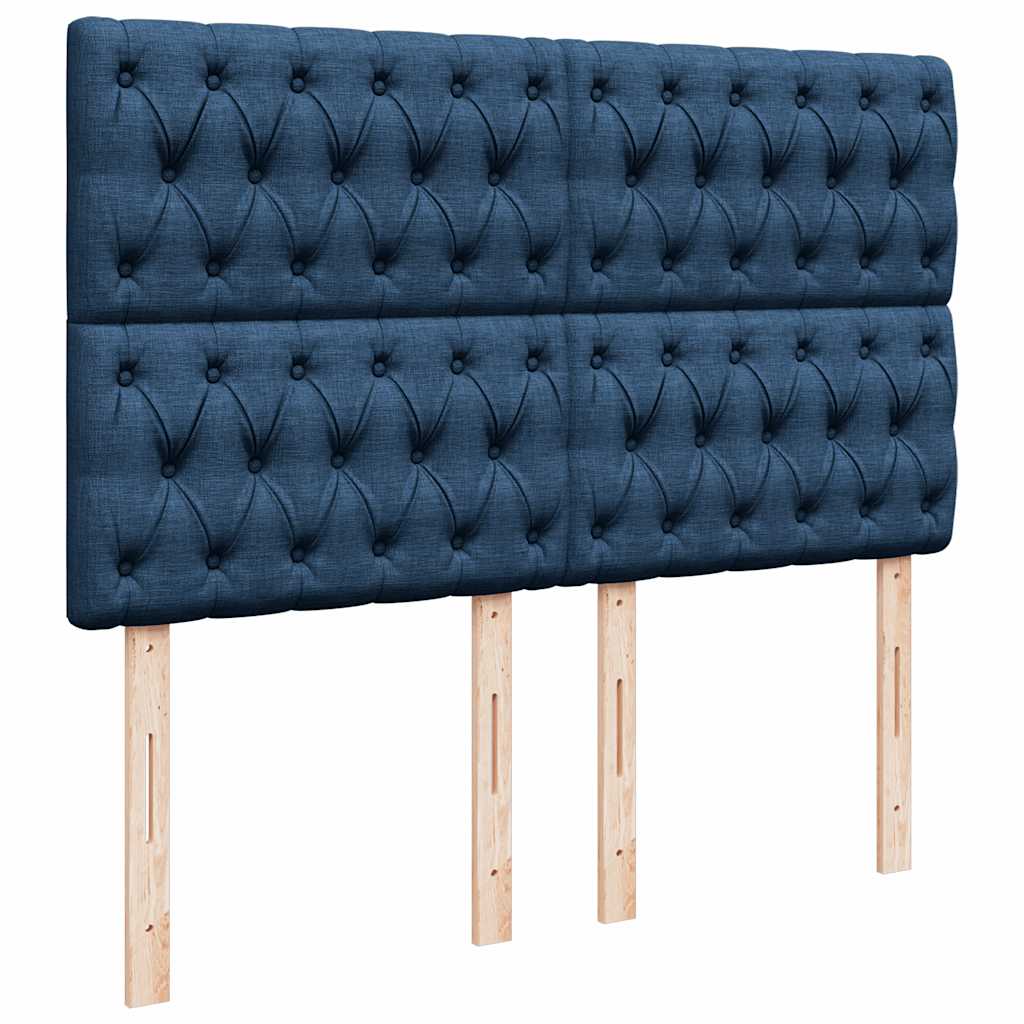 Cadre de lit ottoman avec matelas bleu 140x200 cm tissu