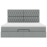 Cadre de lit ottoman et matelas gris clair 160x200cm tissu