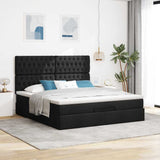 Cadre de lit ottoman avec matelas noir 160x200 cm tissu