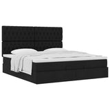 Cadre de lit ottoman avec matelas noir 160x200 cm tissu