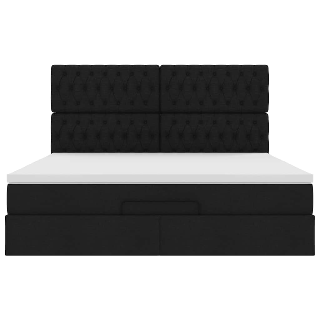 Cadre de lit ottoman avec matelas noir 160x200 cm tissu