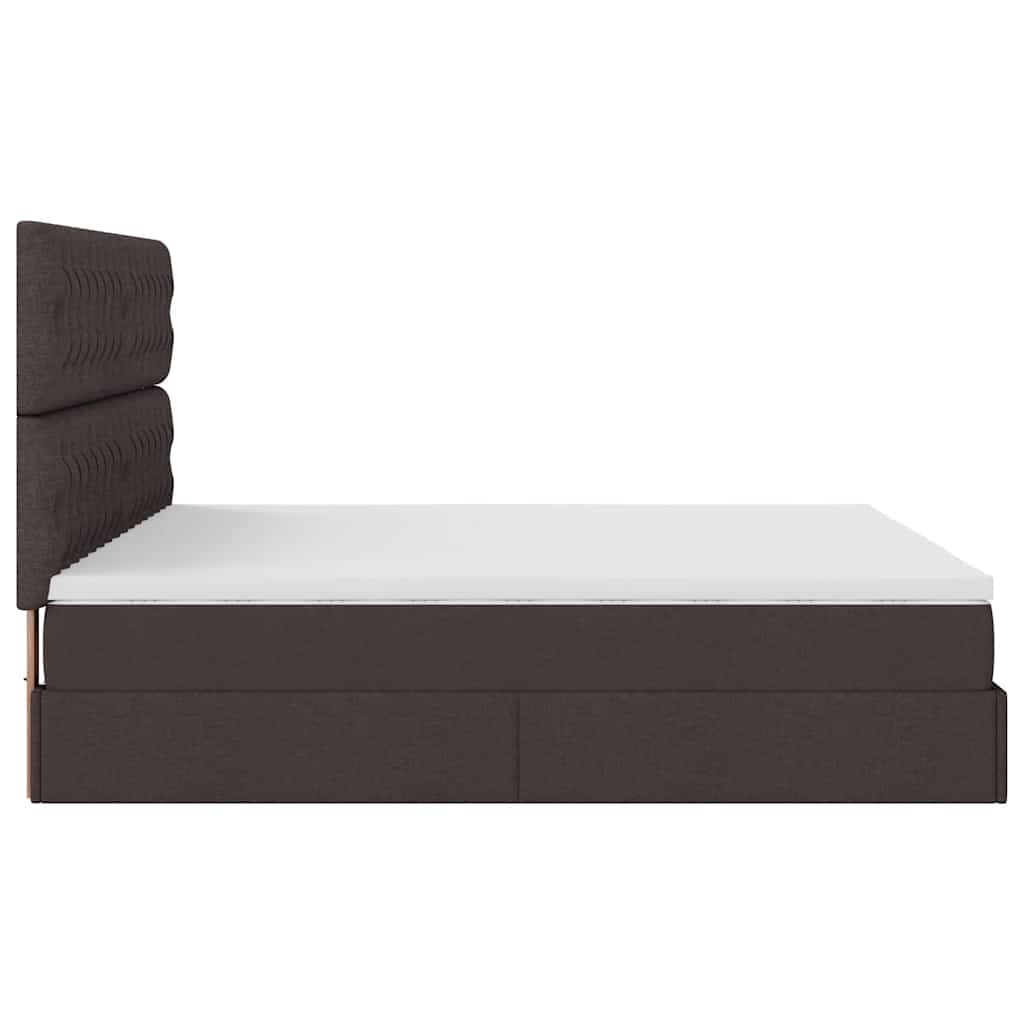 Cadre de lit ottoman avec matelas marron foncé 160x200 cm tissu