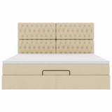 Cadre de lit ottoman avec matelas crème 160x200 cm tissu