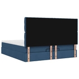 Cadre de lit ottoman avec matelas bleu 160x200 cm tissu