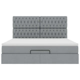 Cadre de lit ottoman et matelas gris clair 180x200 cm tissu