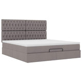 Cadre de lit ottoman avec matelas taupe 180x200 cm tissu