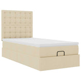 Lit ottoman avec matelas crème 100x200 cm tissu