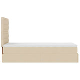 Lit ottoman avec matelas crème 100x200 cm tissu