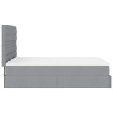 Cadre de lit ottoman et matelas gris clair 140x190 cm tissu