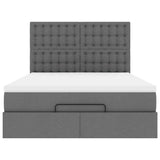 Cadre de lit ottoman avec matelas gris foncé 140x190 cm tissu