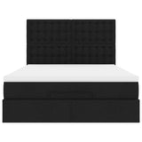 Cadre de lit ottoman avec matelas noir 140x190 cm tissu