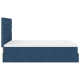 Cadre de lit ottoman avec matelas bleu 140x190 cm tissu