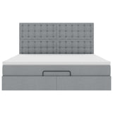 Cadre de lit ottoman et matelas gris clair 160x200cm tissu